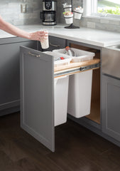 Double Grey 50 Quart Top-Mount Trashcan Pullout for 18" Opening