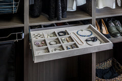 Grey Felt 10-Compartment Jewelry Organizer Drawer
