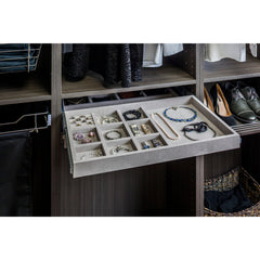Grey Felt 10-Compartment Jewelry Organizer Drawer