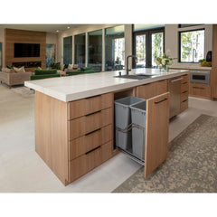 Double 50 Quart Polished Chrome STORAGE WITH STYLE® Metal Soft-close Trashcan Pullout