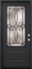  Ulysses 3/0x6/8 Single Prehung Fiberglass Door in Black