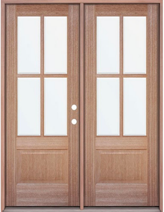 6 ft. x 6 ft. 8 in. Mahogany Classic 4 Lite Prehung Exterior Door