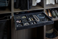 Black Felt 10-Compartment Jewelry Organizer Drawer