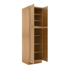 Utility Kitchen Cabinet U2484 Shaker Toffee LessCare 24 in. width 84 in. height 24 in. depth - Kitchen Cabinets
