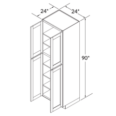 Utility Kitchen Cabinet U2490 Alpina White LessCare 24 in. width 90 in. height 24 in. depth - Kitchen Cabinets