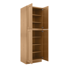 Utility Kitchen Cabinet U3090 Shaker Toffee LessCare 30 in. width 90 in. height 24 in. depth - Kitchen Cabinets