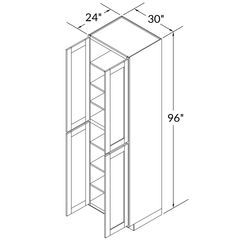 33”W x 96”H x 24”D Utility Kitchen Cabinet - Shaker Toffee