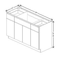 CNC Luxor Smoky Grey 54" W Four Door Vanity Base Cabinet