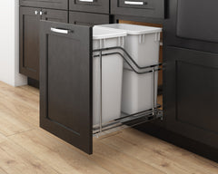 Double 35 Quart Polished Chrome STORAGE WITH STYLE® Metal Soft-close Trashcan Pullout