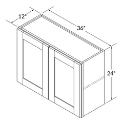Wall Kitchen Cabinet W3624 Shaker Toffee LessCare 36 in. width 24 in. height 12 in. depth