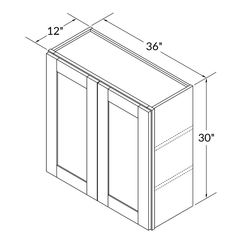 Wall Kitchen Cabinet W3630 Shaker Toffee LessCare 36 in. width 30 in. height 12 in. depth