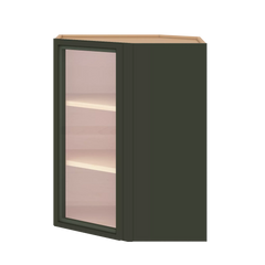 Modernform Cabinet Slim Sage Green 24" W X 30" H X 12" D Wall Diagonal Corner Glass Door Cabinet