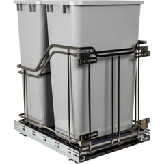 Double 50 Quart Black Nickel STORAGE WITH STYLE® Metal Soft-close Trashcan Pullout