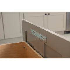 Double 35 Quart Wood Bottom-Mount Soft-close Trashcan Rollout for Door Mounting, Includes Two Black Cans and Door Joining Bracket